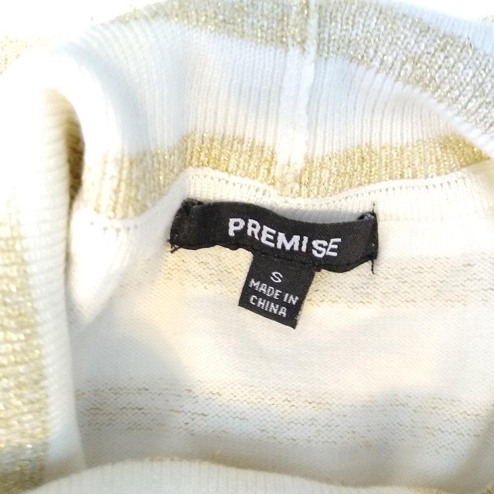 Premise Women Gold Striped Turtleneck Tank Size S - Picture 5 of 7